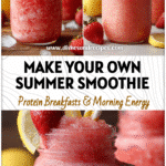 Homemade strawberry lemonade smoothie served in mason jar with straw and fruit garnish for summer frozen drink inspiration